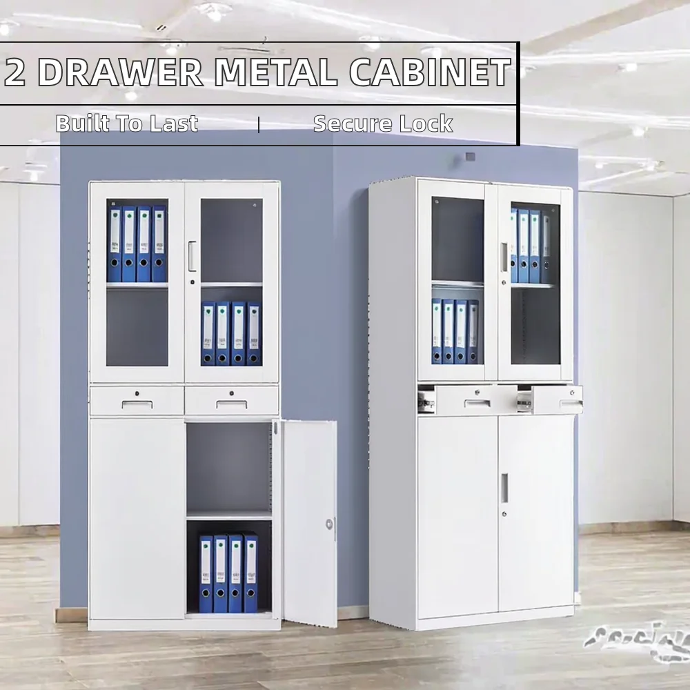 Modern Medium-Sized Two-Drawer Cold Rolled Steel Metal Filing Cabinet for Office Home Kitchen & Gym Use