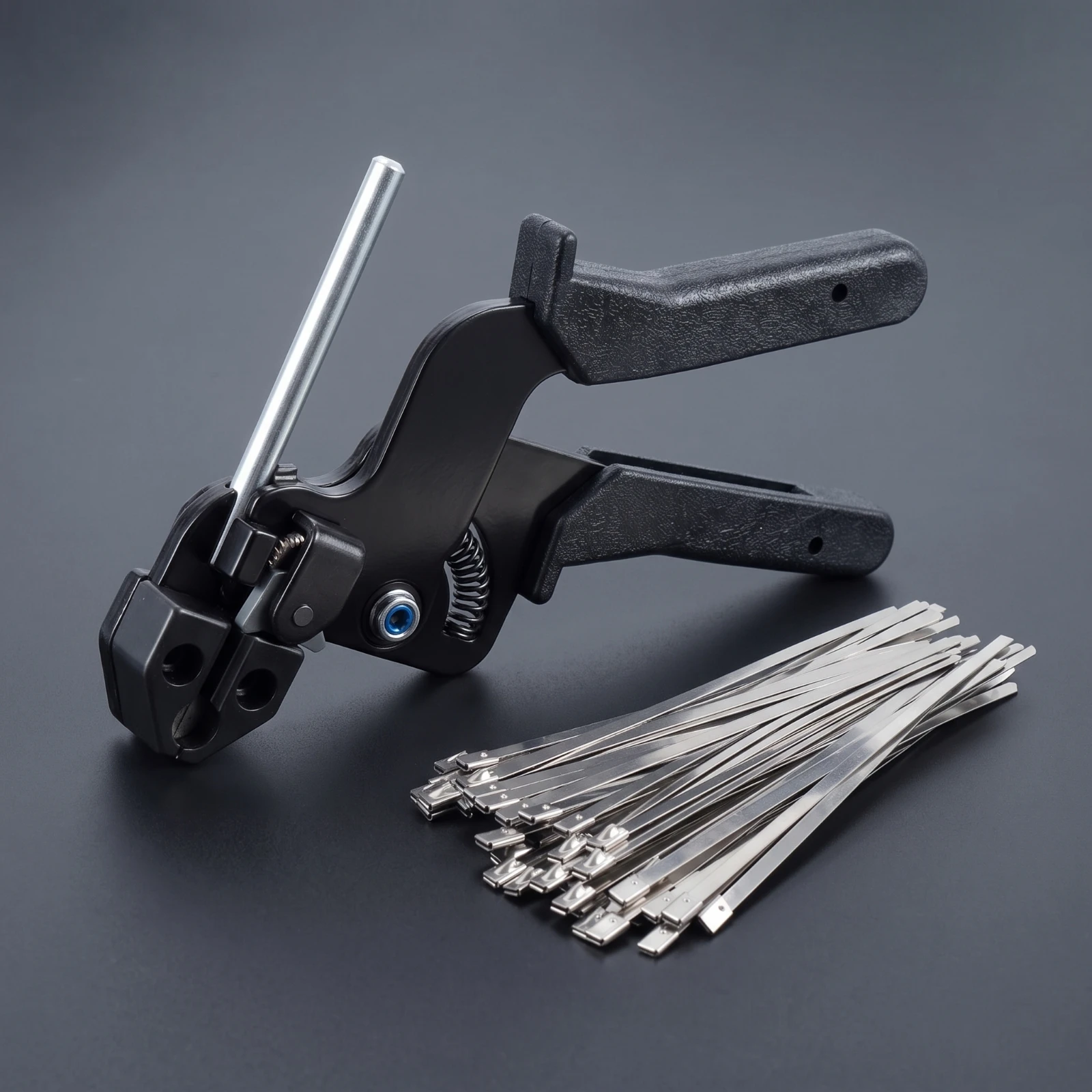 Stainless Steel Cable Tie Tool Clean Cut Cable Tie Tool with Built-in Cutter Hand-Operated Ergonomic for Electricians