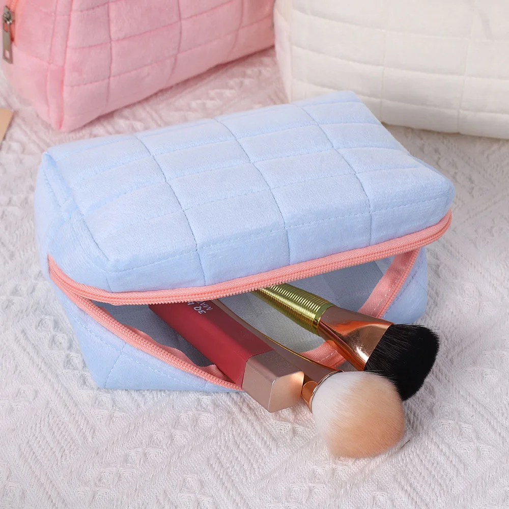 Samt-Kosmetiktasche mit großem Fassungsvermögen, tragbare Reise-Kulturtasche, kleine Outdoor-Make-up-Tasche für den täglichen Gebrauch und auf Reisen – Detail 5