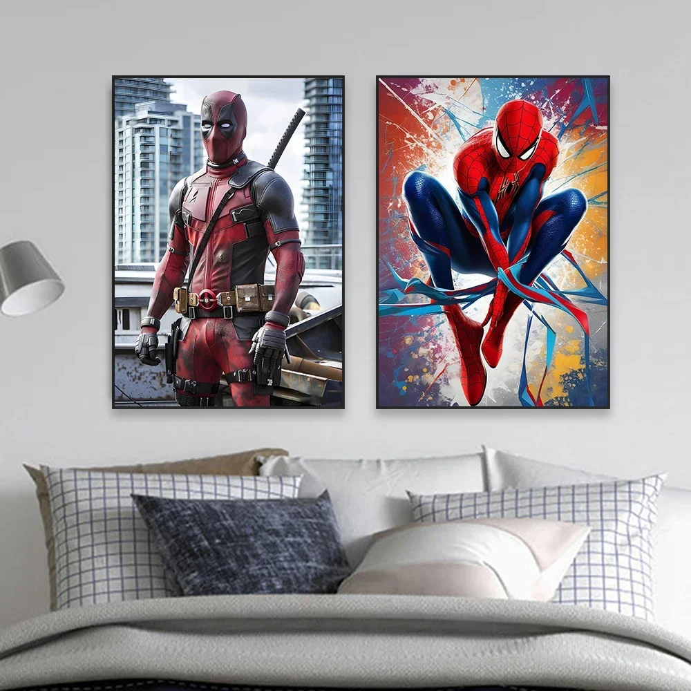 1pc frameless Canvas Paintings  Colorful Superhero Wall Art Poster Spider Man Portrait Prints Deadpool Canvas Painting Living Ro