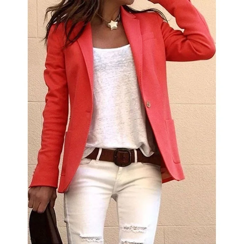 2026 new candy colored long sleeved small suit coat autumn women's fashion commuting style slim long sleeved jacket for women