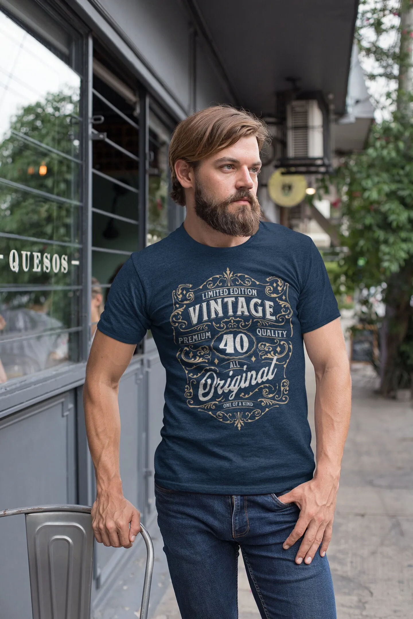 Men's Vintage 40th Birthday T Shirt Whiskey Label Classic Forty Idea 40 Original Man