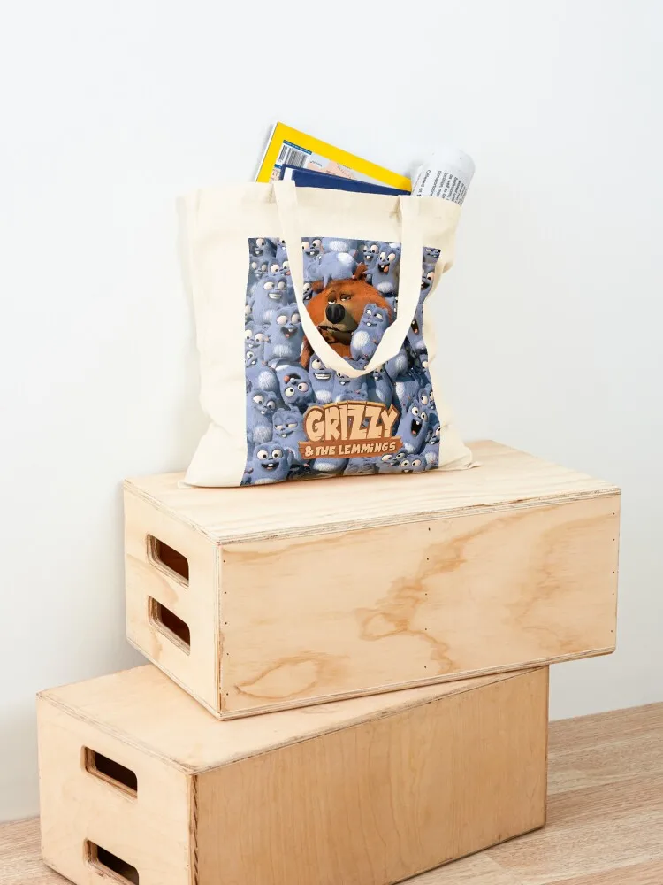 حقيبة حمل Grizzy and the Lemmings حقائب قابلة لإعادة الاستخدام حقيبة يد نسائية حقائب هدايا حقيبة تسوق قماش نسائي