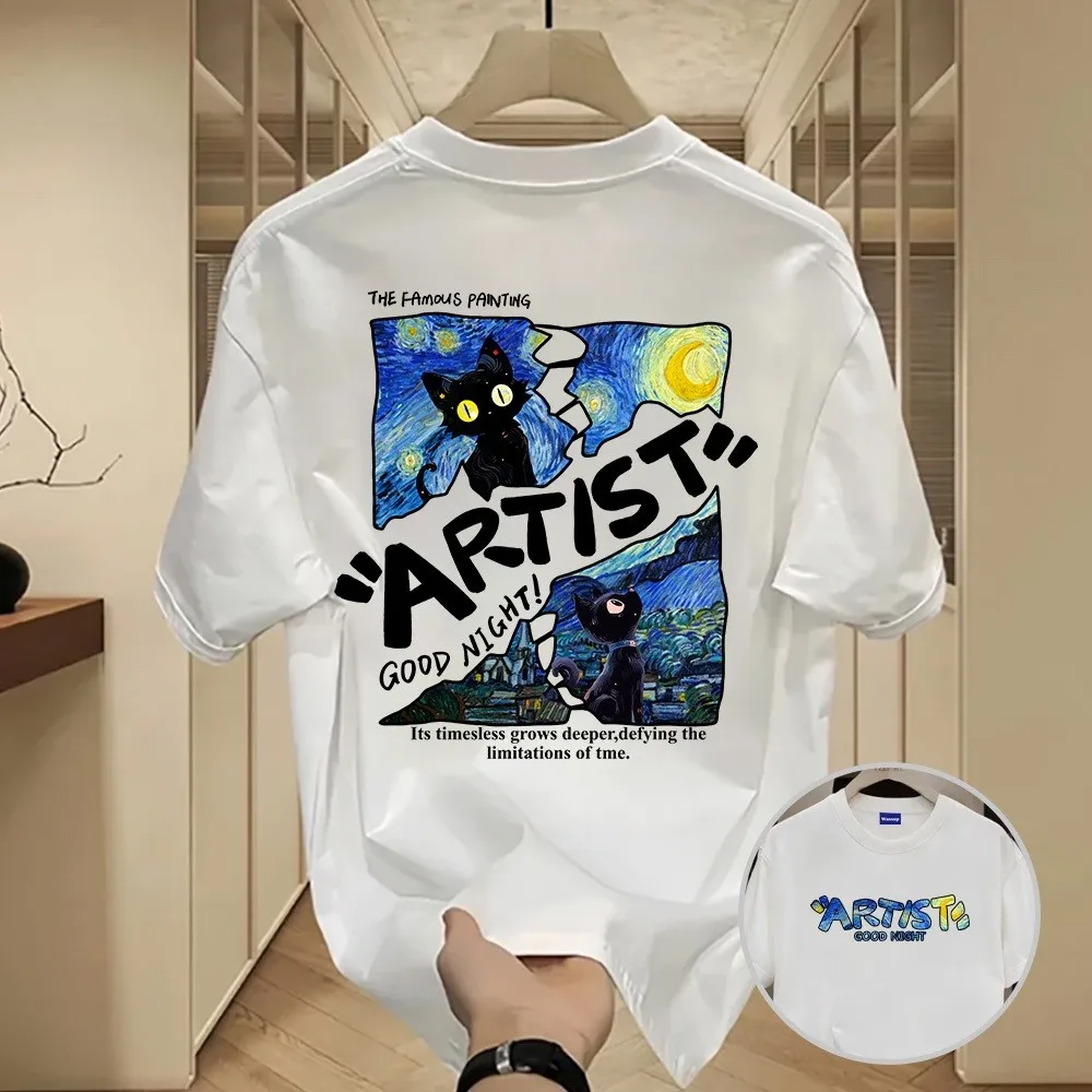 Zomer Nieuwe Gogh's Olieverf Katoenen T-shirt Heren Patroon Afdrukken Korte Mouw T-shirt Casual Comfort Sport Top Streetwear Jongen
