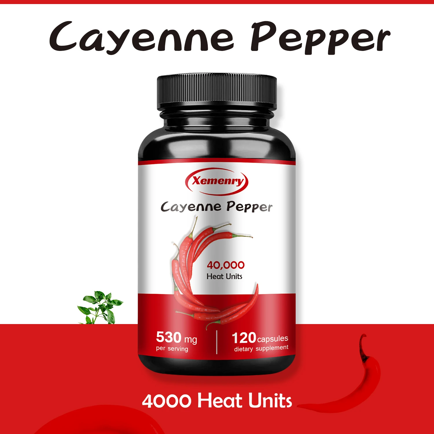 

Cayenne Pepper 530mg - Promotes Blood Circulation, Digestive Health, Supporting Cardiovascular Health - 120 Capsules