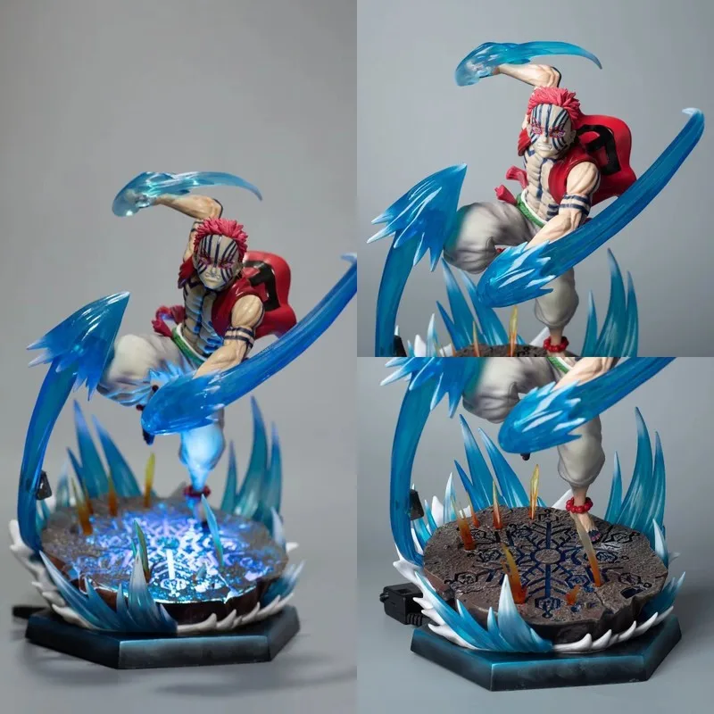 

New Version Of The Spot Ghost Slayer Blade Winding Three Gk Simple Carved Nest Seat Can Emit Light Statue Scene Boxed Figurine M