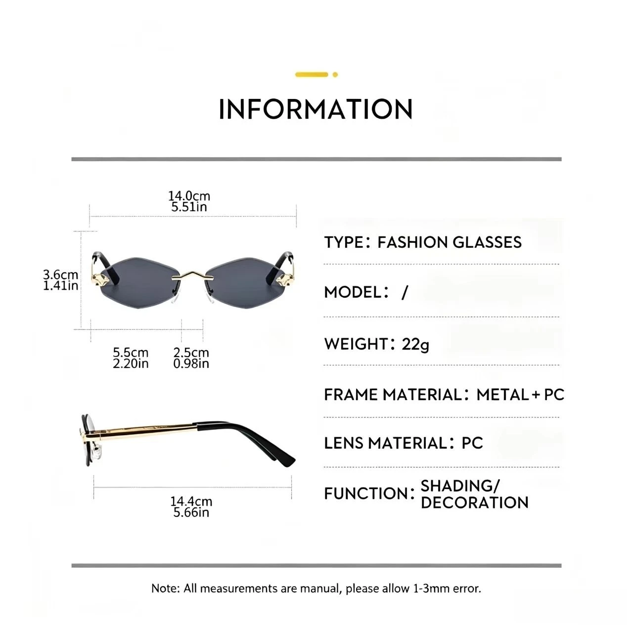 Luxury Rimless Rhombus Sunglasses for Women, Vintage Metal Frame Motorcycle Riding Eyewear 6