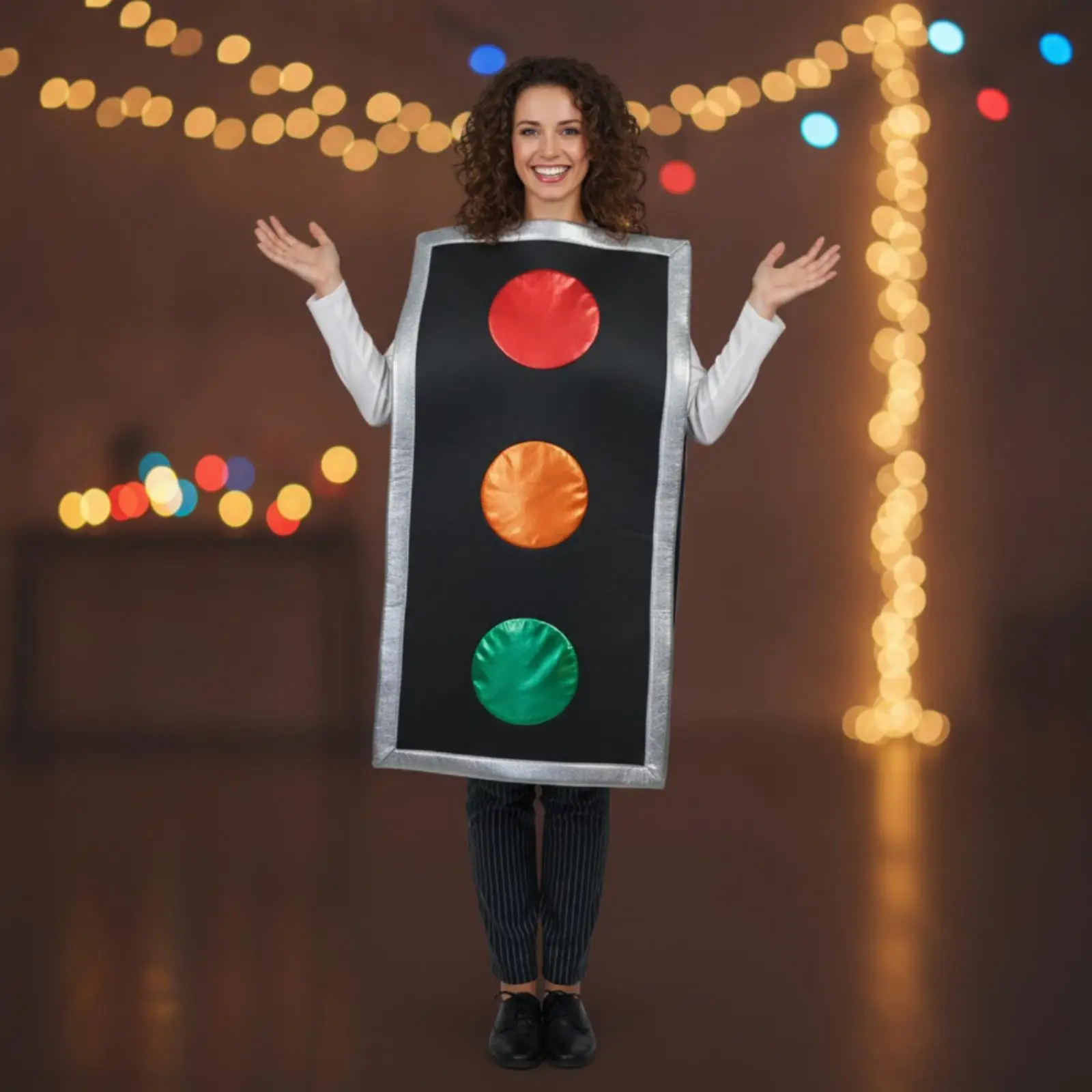 One-Size Adult Traffic Light Costume Novelty Sponge Traffic Light Costume Eye-Catching Outfit for Halloween, Themed Parties,