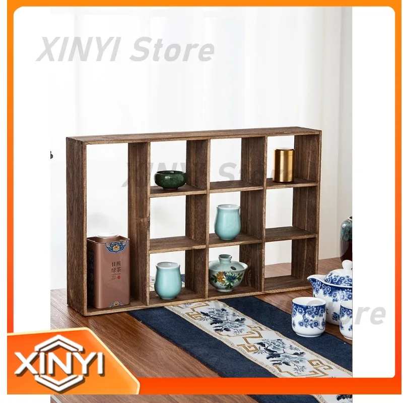 for Bogu frame for Jiugongge Duobao Pavilion solid wood Chinese style tea set shelf teapot cup display cabinet ornament
