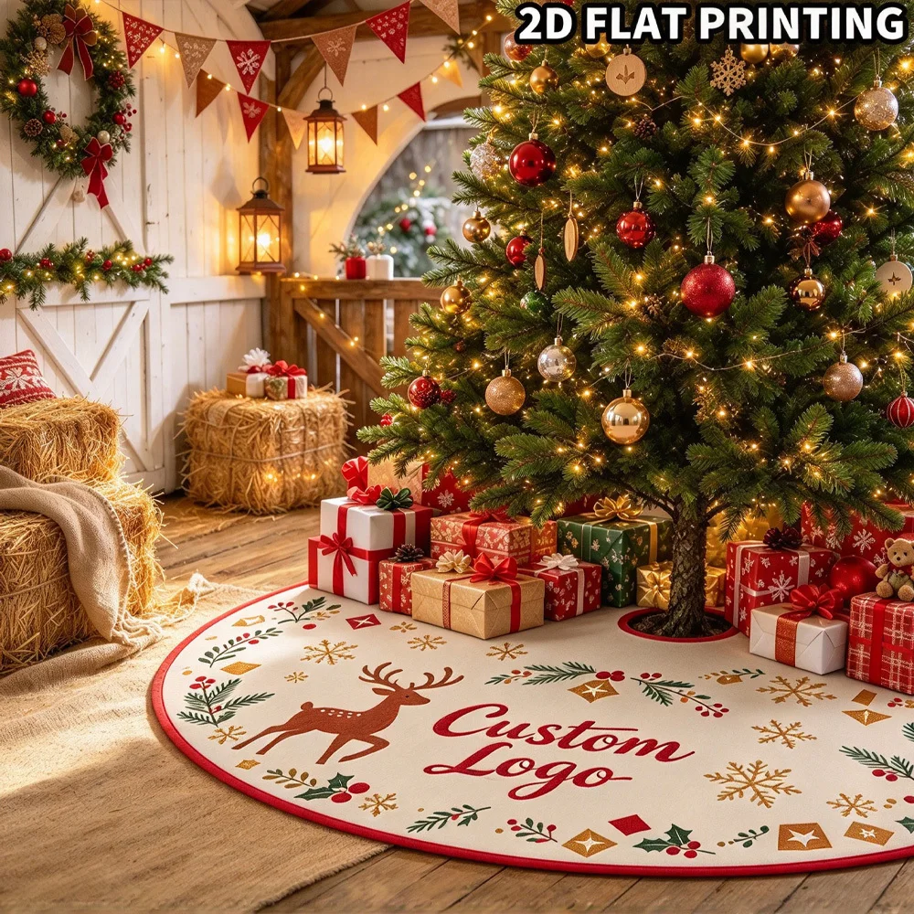 1pc Custom 2D FLAT Christmas Tree Skirt with Your Image, Suitable for Xmas Parties, Holiday Floor Decor, Winter Decoration