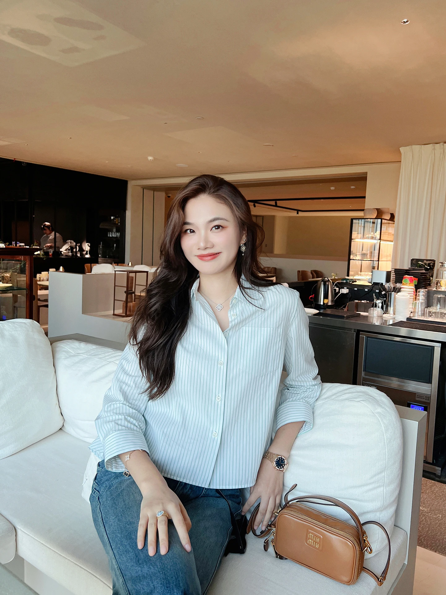 

Новинка: Женская полосатая рубашка из чистого хлопка с длинным рукавом, дышащая, комфортная, идеально подходит для осени