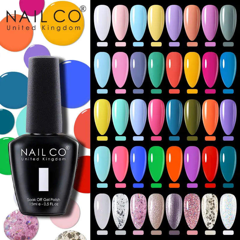 NAILCO 15 ml Farbe Nagel Gel Polnisch Gel Lack Malerei Hybrid Maniküte Set Für LED Nail art UV Lampe Benötigen basis Top Mantel Gelpolish