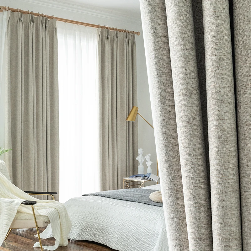 High-end Living Room Curtains Full Shading 2023 New Finished Atmospheric Bedroom Nordic Simple Heat Insulation Sunscreen