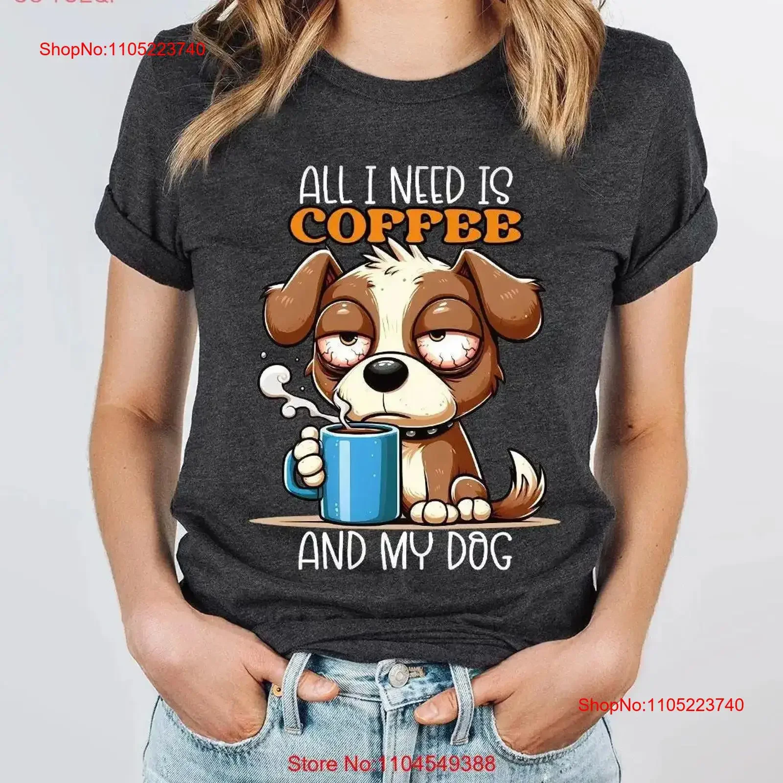 

All I Need Is Coffee And My Dog T Shirt Vet GifT Mom Lover Funny Animal Owner vintage Washed homme Versatile Stylish graphic