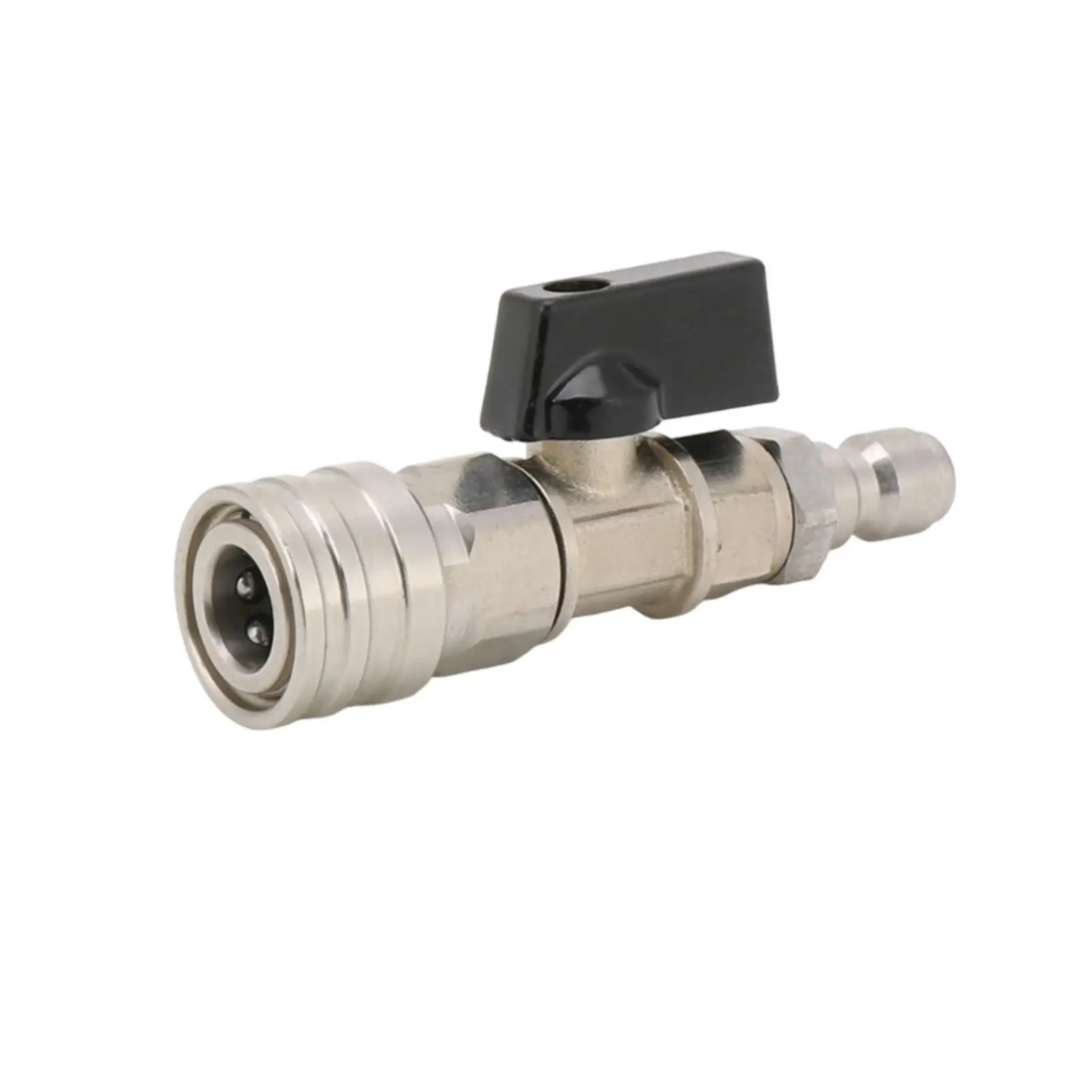 Stainless Washer Valve Compact Inline Shutoff Fitting Hex Body Quick Connect for Pressure Washer Attachments