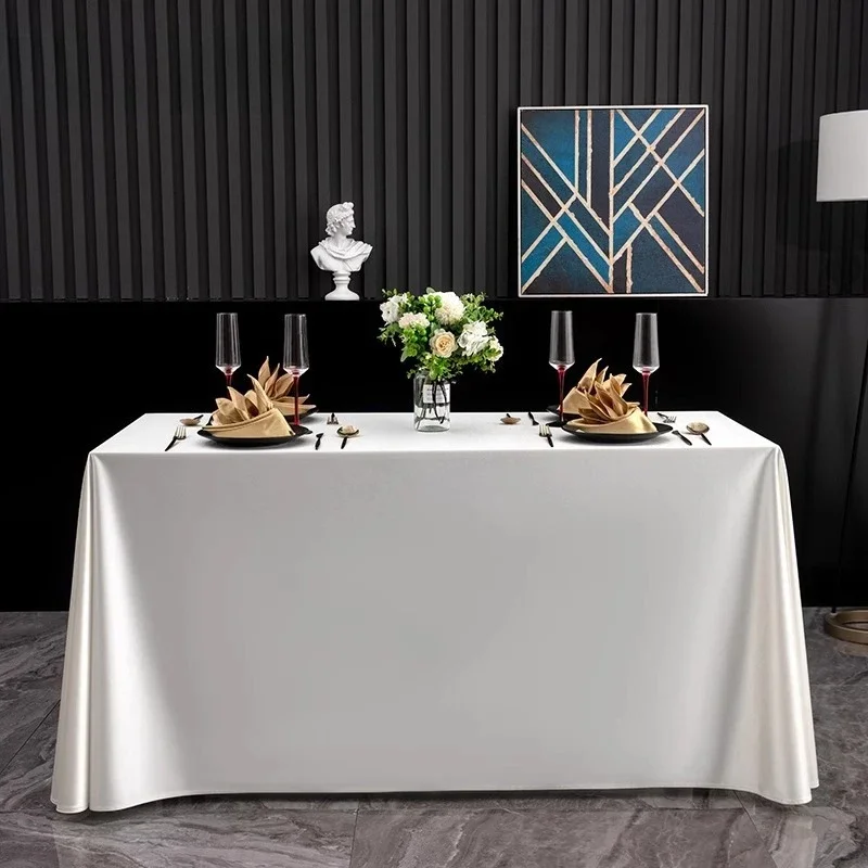 Rectangle Wedding Satin Large Tablecloth Bright Smooth Silk Table Cover Christmas Anniversary Dining Party High-end Table Decor