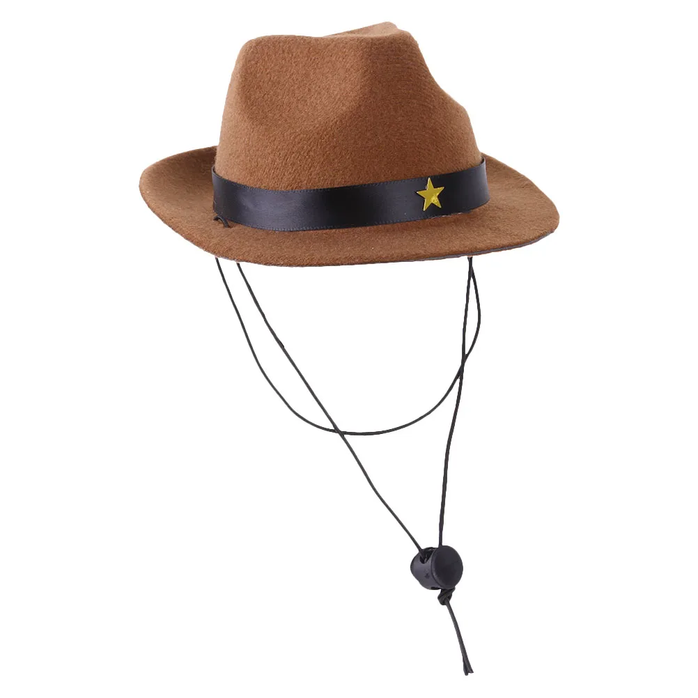 

Pet Cowboy for Dogs Cats Brown Polyester Adjustable Strap Decorative Puppy Kitten Accessory Festive Cosplay Party Dog Hat Wear
