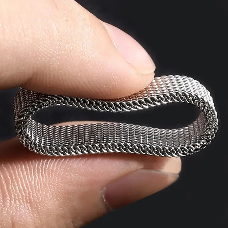 New Fashion Titanium Steel 8MM Grid Mesh Ring Woman For Men High Quality Simple Multi-color Jewelry Party Gifts