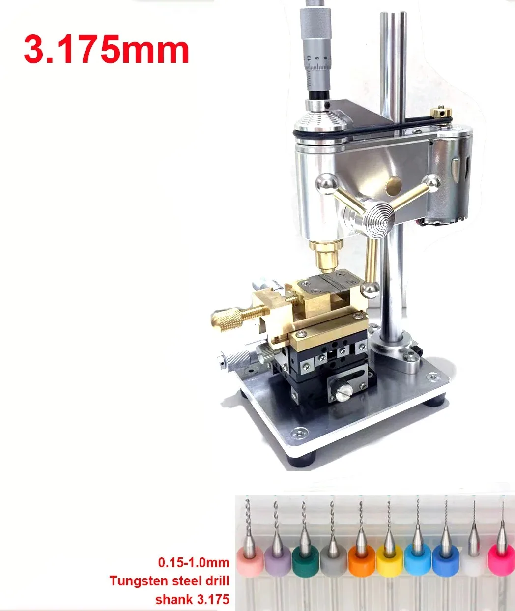 AC 100-240V Micro Bench Drill Mini Drilling Machine With Speed Adjustable Power Adapter Precision Watch Repair Tool