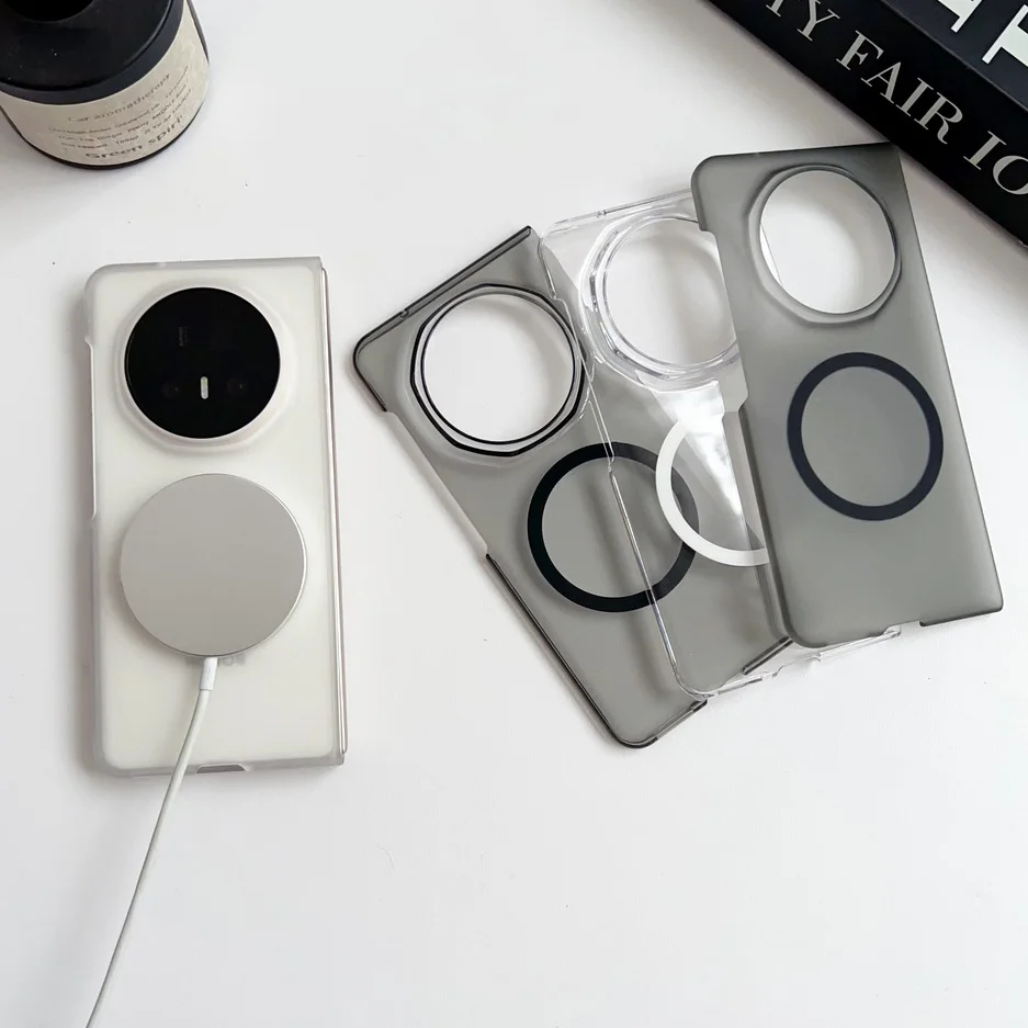 

Transparent and Translucent Magnet Adsorption Ring Case For Honor Magic V5 magic v3 All-inclusive Camera Protect Cover