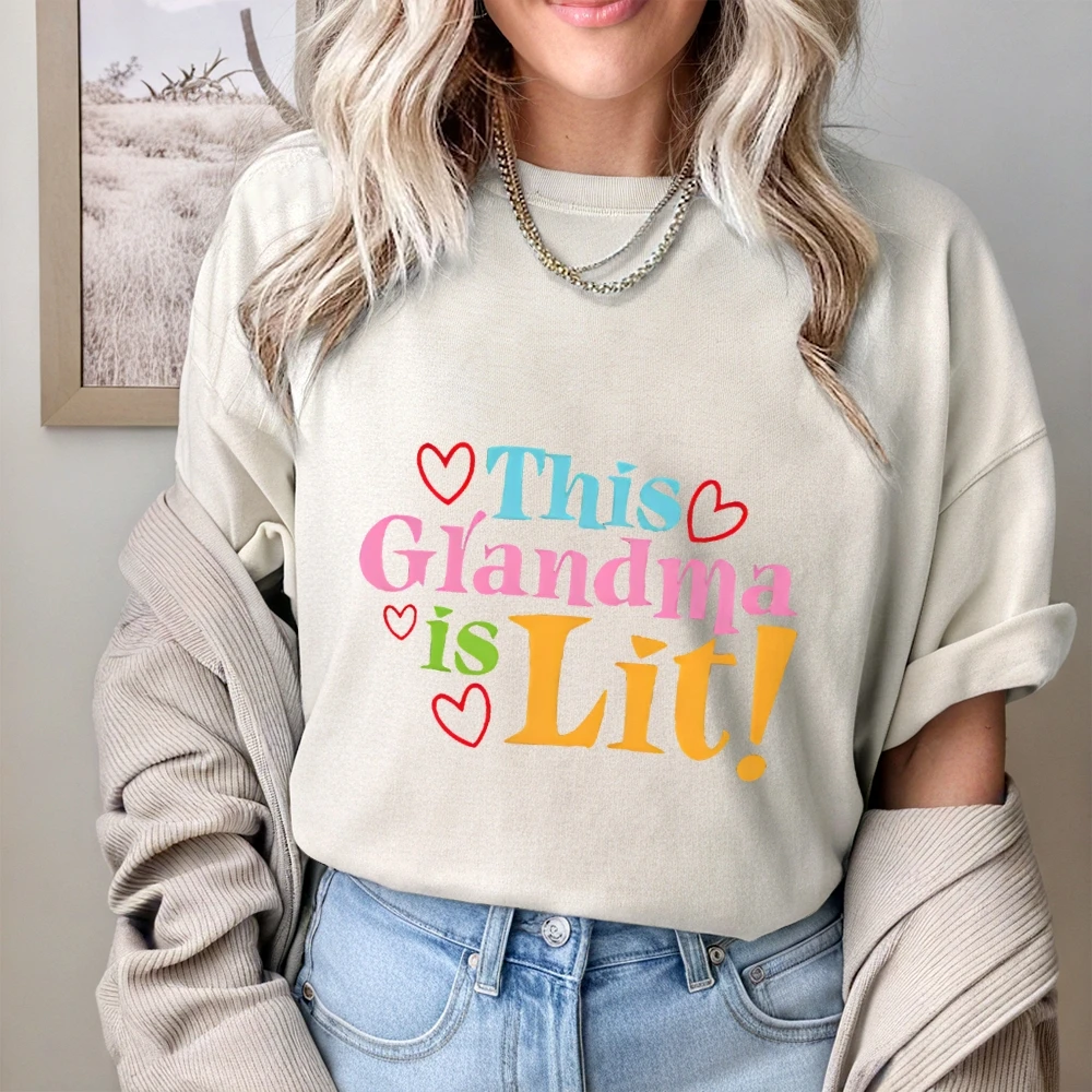 Cette grand-mère est éclairée, chemise graphique de Style mignon, couleur confortable et tendance pour femmes et hommes, haut d'été entièrement en coton respirant