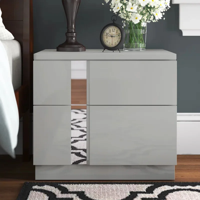 for Customized Italian Minimalist Groove Design Wooden Bedside Table Designer Small Apartment Bedroom Hotel Locker Side