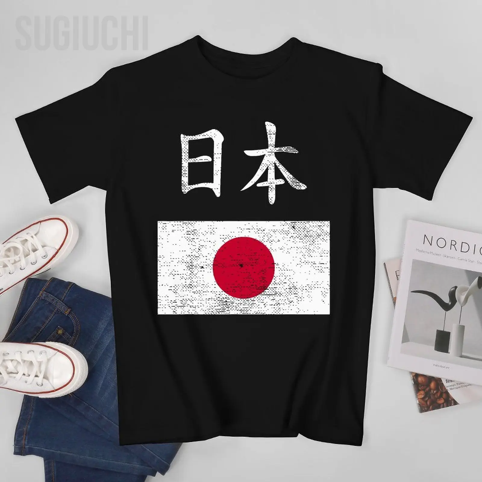 Men Japanese Flag Funny Japan Tshirt Tees O-neck T Shirts Women Boys 100% Cotton Short T-Shirt Unisex All Seasons