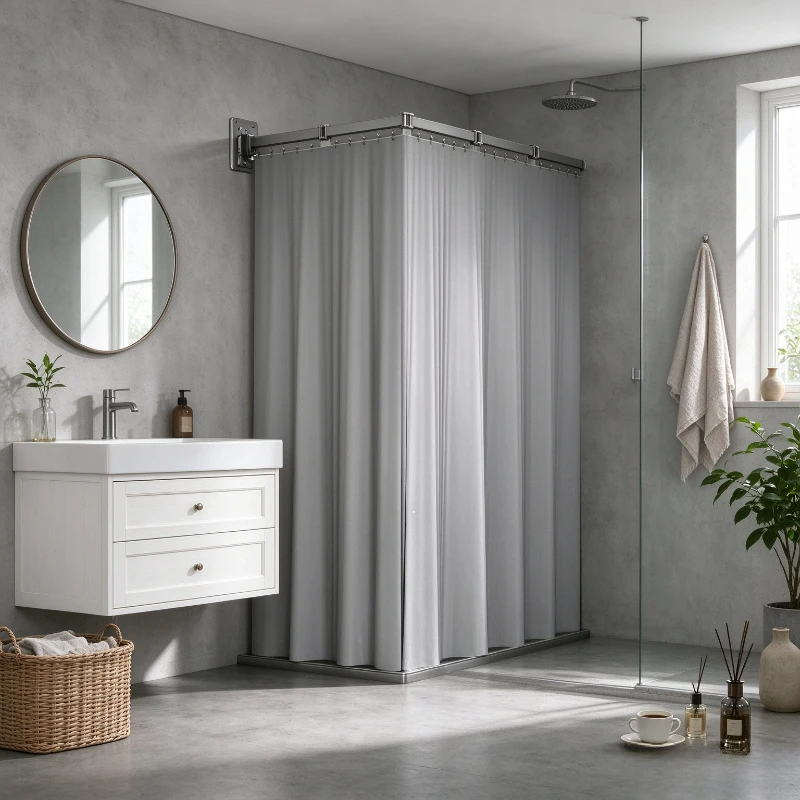 Premium Anti Mold Bath Curtain Thickened Waterproof Cloth Invisible Folding Shower Screen Wet Dry Separation Divider Home Use