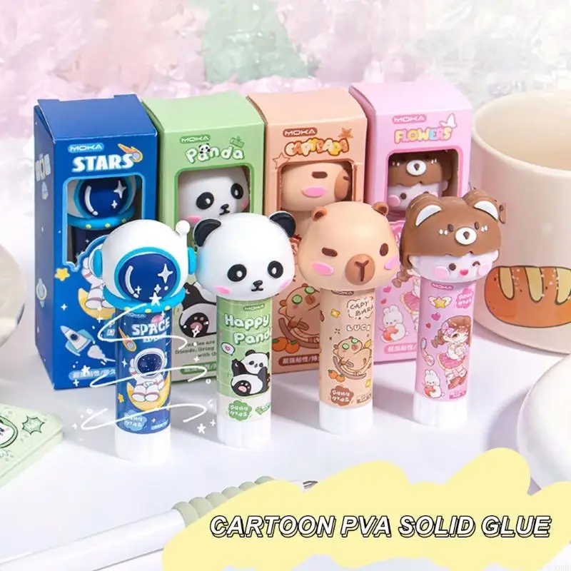 Y88B Cartoon PVA Pegue School Pegos sólidos Adhesivo Secado rápido Fácil llevar