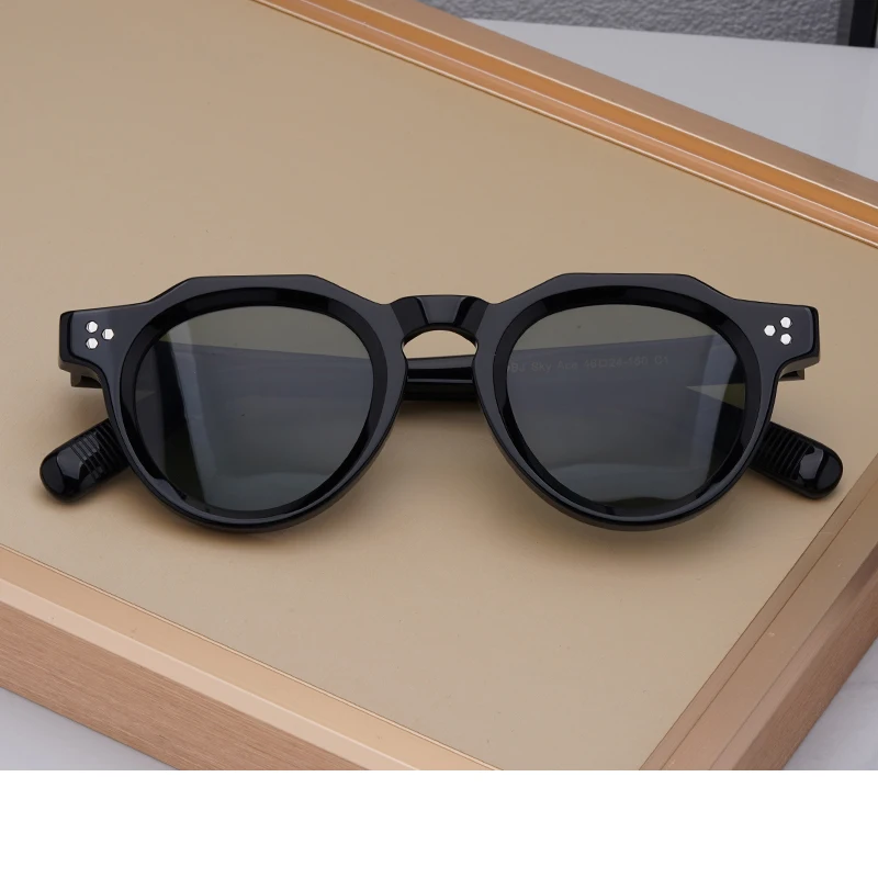 High Quality Acetate Sunglasses For Men Women Oval Round Eyeglasses Frames Japanese Style Designer Driving Travel Glasses UV400