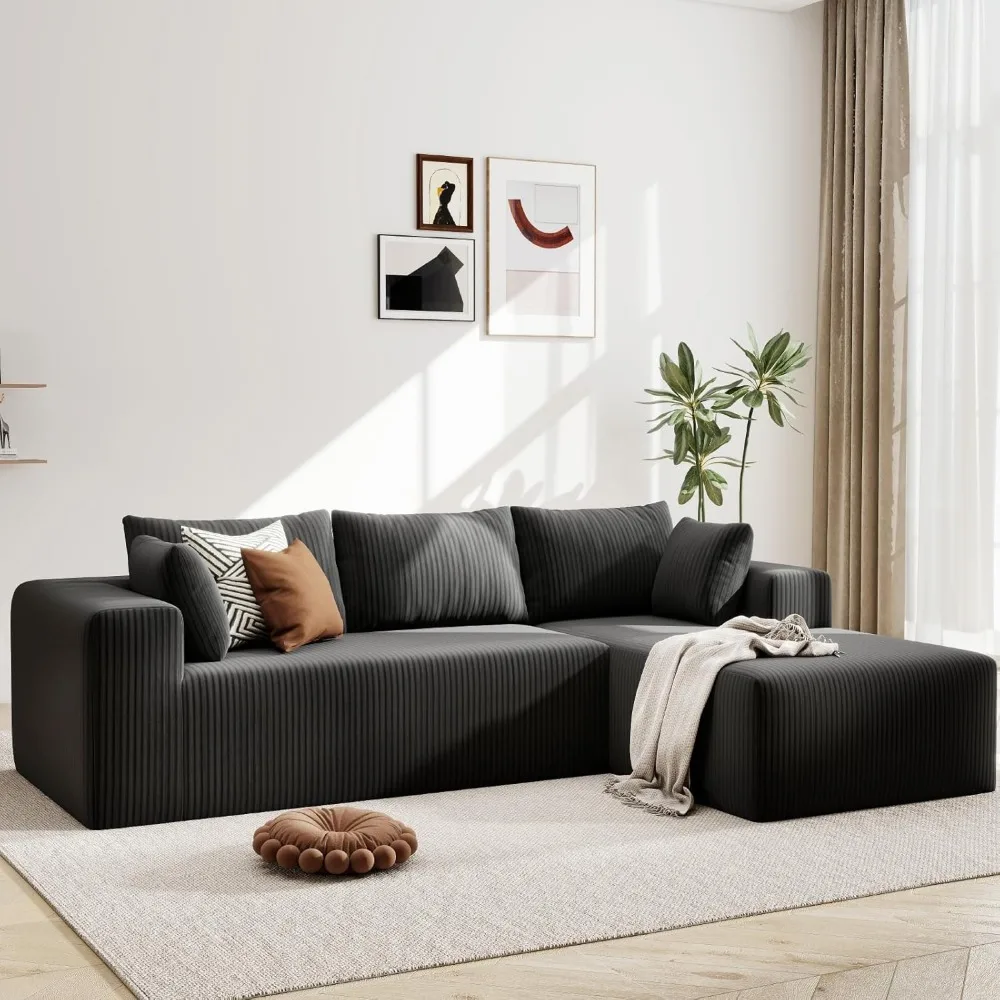 Роскошный вельветовый секционный диван с L-образным шезлонгом и глубоким сиденьем 27,56 для удобного сидения в гостиной