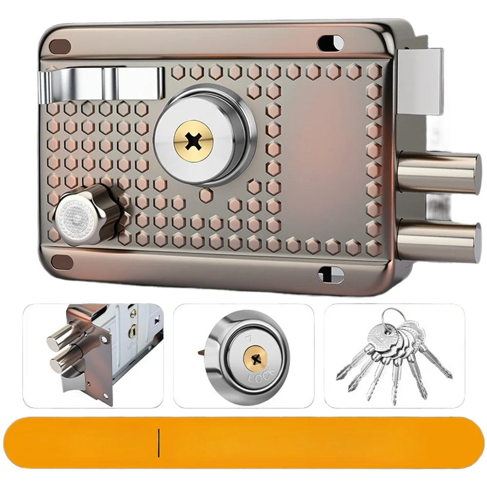 Antique For SURFACE Mount Mortise Security Door Lock Iron Body for cross Key Cylinder for Wood Garage Doors Zinc Copper Heads