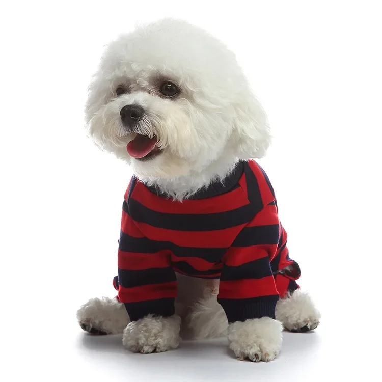 Dog Clothes Spring and Autumn New Striped Pet Dog Pajamas Small and Medium Dogs British Household