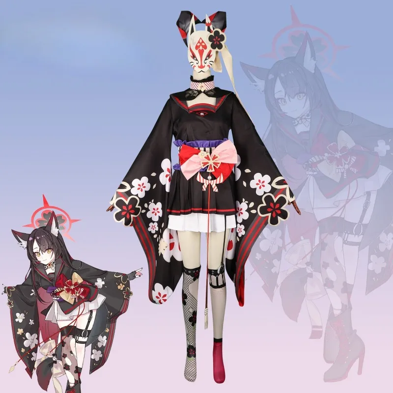 

Аниме Косака Вакамо Косплей Костюм Японский Стиль Кимоно Лолита Платье Маска Аксессуары Сексуальная Милая Женщина Костюм Для Хэллоуина