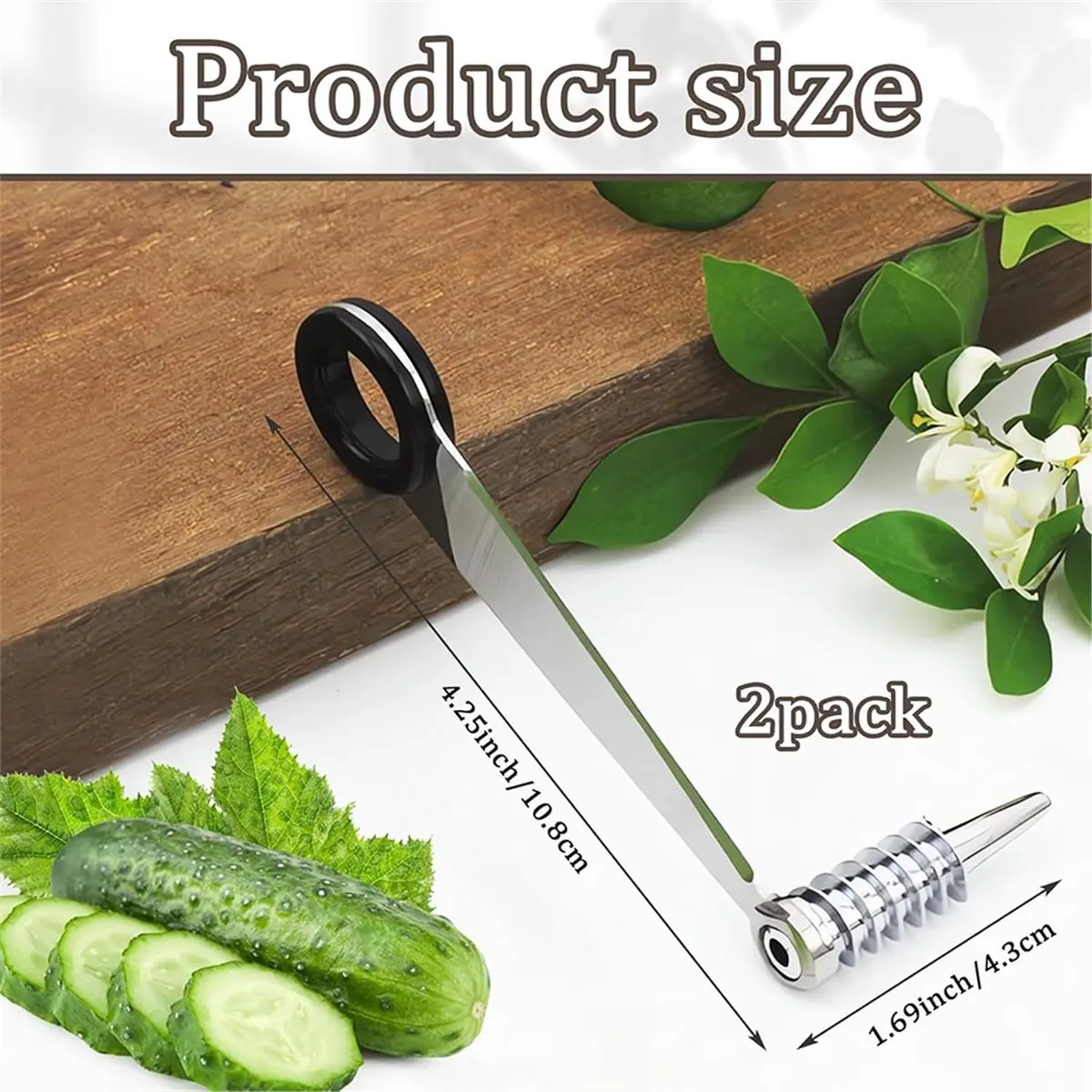 2026 New 2-Pack Stainless Steel Piranha Spiral Cutter for Potatoes, Veggies, Cucumbers, and Carrots