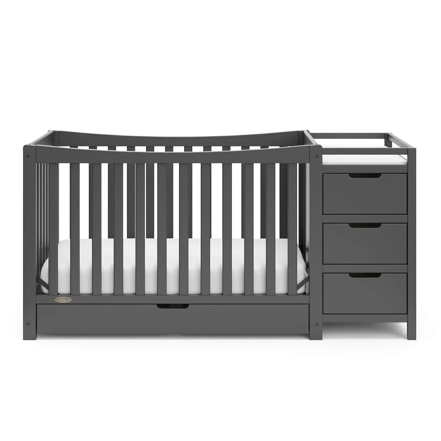 Graco Remi 4-in-1 Convertible Crib & Changer with Drawer (Gray) – GREENGUARD Gold Certified, Crib and Changing -Table Combo