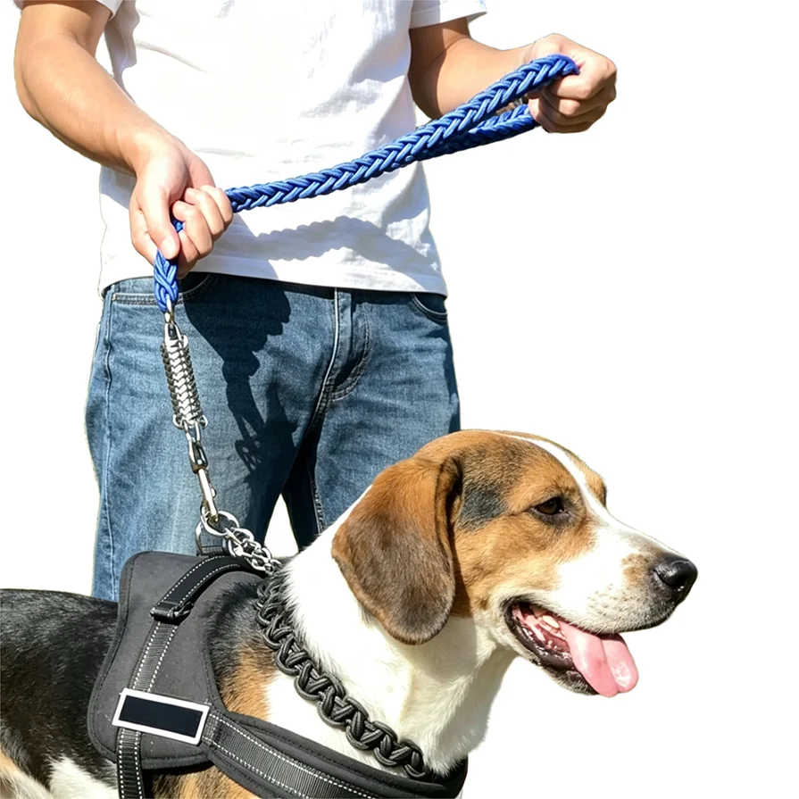 50/70cm Nylon Short Dog Leashes Elastic Spring Buffer Training Lead Rope for Medium Large Dogs