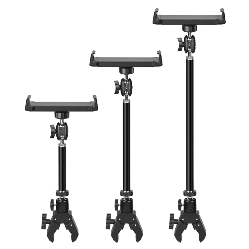 Phone Clamp Stand 3 Height Option 35mm Thick Surfaces Grips 360 Rotations Horizontal Vertical Screen Adjustment Office Home Use