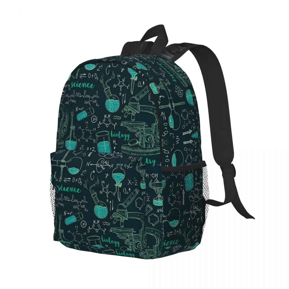 Laboratory With Microscope, Tubes And Formulas Backpacks Boys Girls Bookbag Students School Bags Travel Rucksack Shoulder Bag