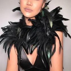 Punk Shawl Luxury Feather Cloak Women Victorian Shoulder Armor Cape Cosplay Clothes Gothic Collar Costume Party Festival Props