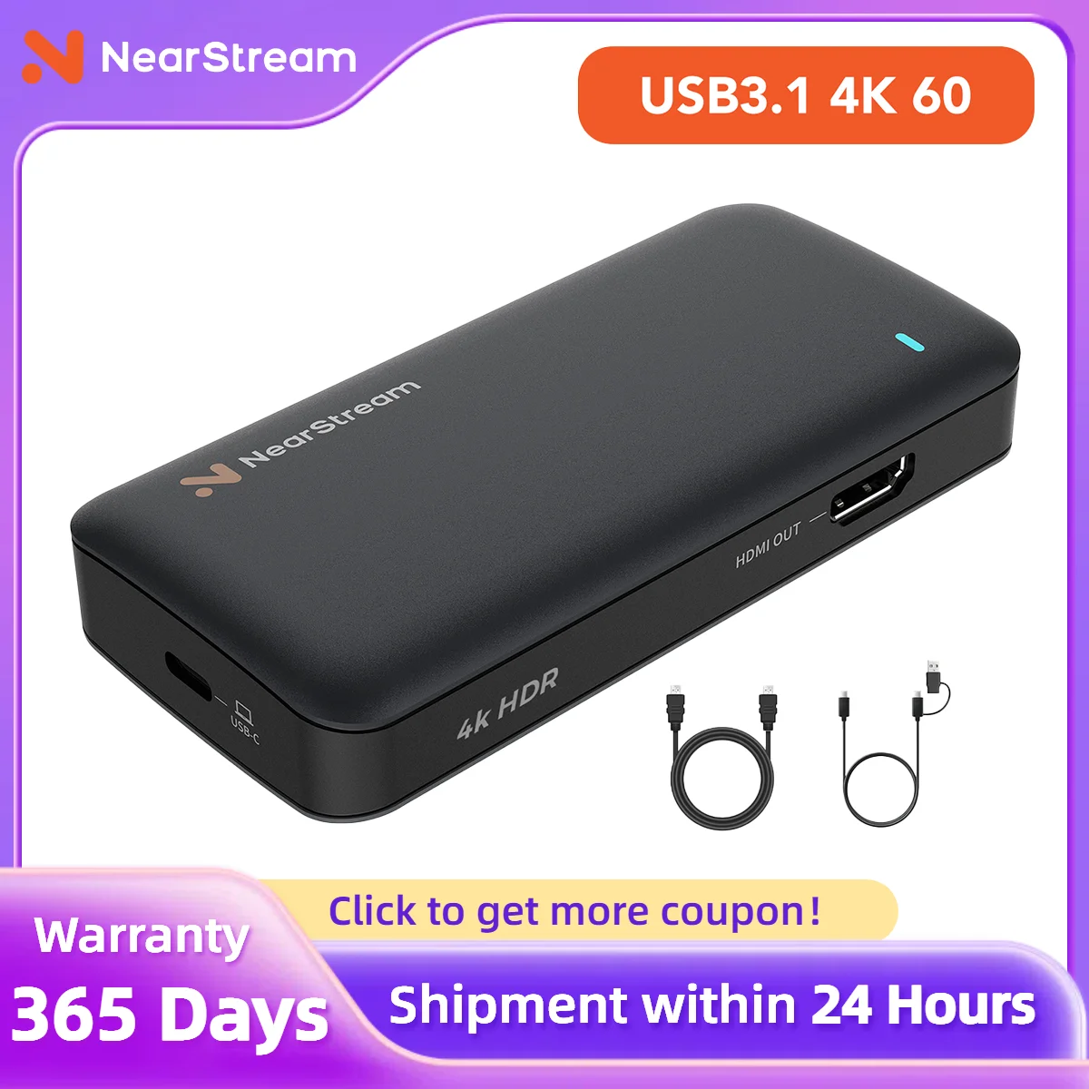 NearStream Premium 4K60 USB 3.1 Capture Card Ultra Low Latency for Xbox PS5 Switch DSLR Camera