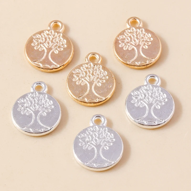 20 stücke 11*15mm Gold Silber Farbe Metall Lebensbaum Anhänger Legierung Baum Münzen Charms Armbänder Halsketten Schmuck machen Zubehör – Detail 3