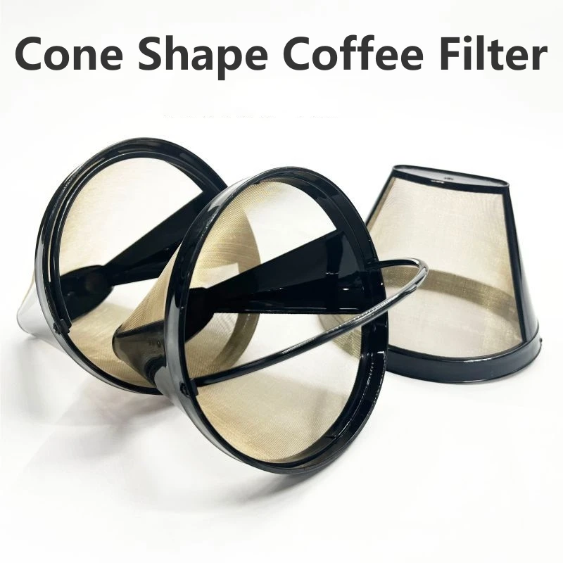 1/3pcs Cone Shape Permanent Coffee Filter Mesh Basket Stainless Steel Reusable Kitchen Coffeeware Coffee Filters Tea Brewer