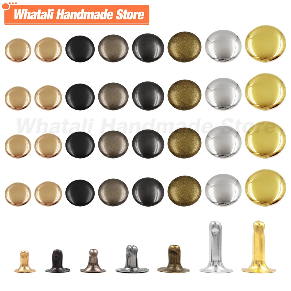 100sets 5mm-15mm Metal Round Rivet Single Cap Rivets Studs for DIY Leather Craft Bag Belt Garments Hat Shoes Accessories