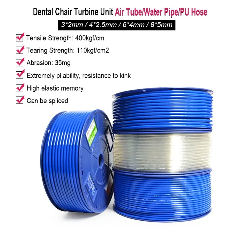 

Top grade 10/20 Meters Dental Chair Flexible Water Vapor Pipe Thickening PU Air Tube Silicone Soft Hose Dentist Clinic Supplies