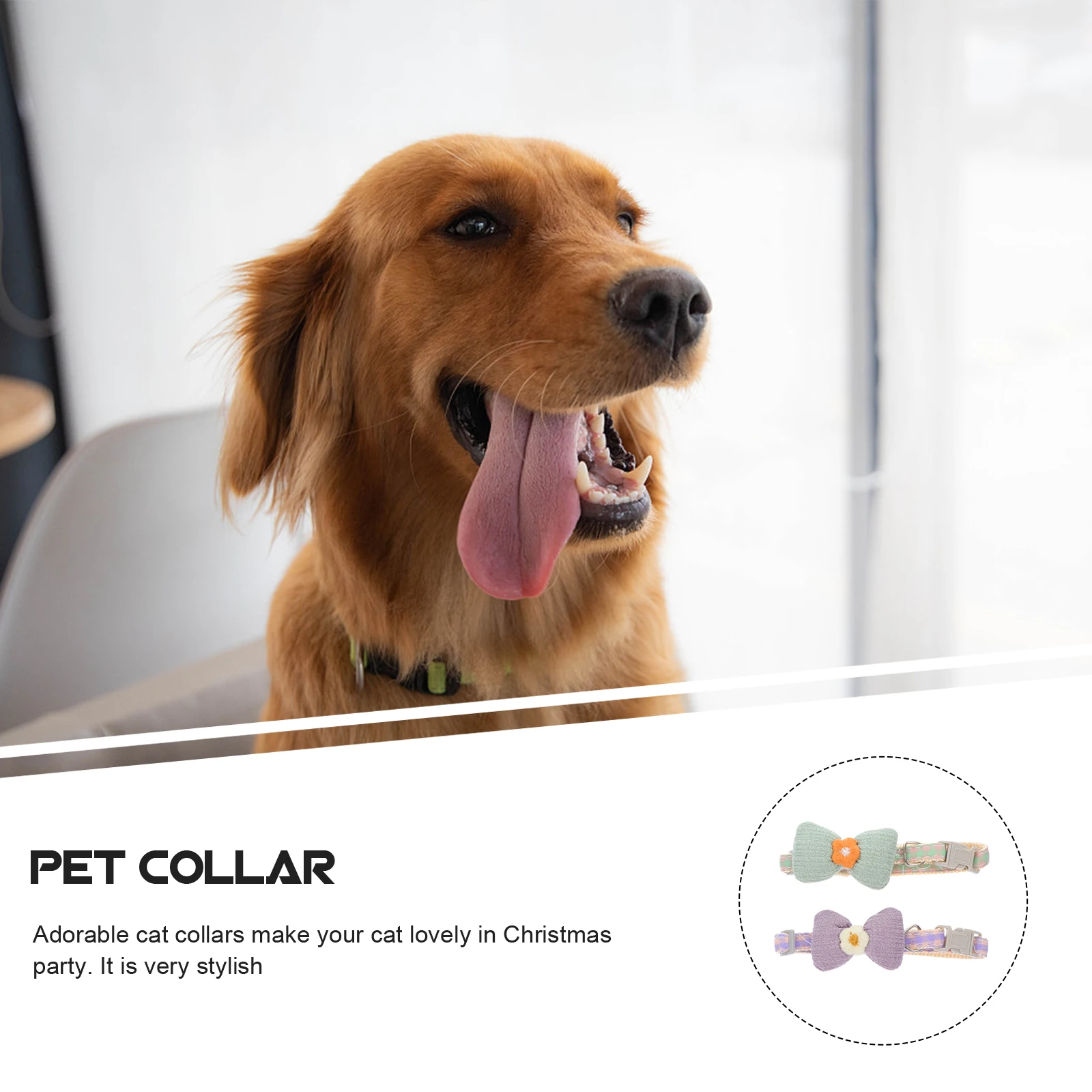 

2pcs Bow Tie Necklace Adjustable Polyester Pet Collars Decorative Holiday Kitten Christmas Dog Cat Accessories