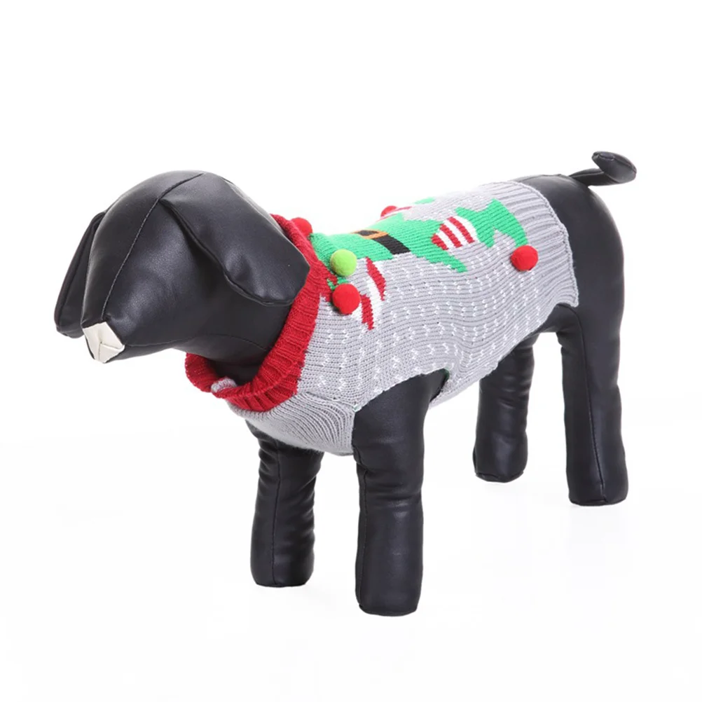 

Pet Christmas Clothes Clown Gray Sweater Winter Dog Costume Small Large Dogs Puppy Clothing Pet Sweaters Dog Clothes Size M Warm