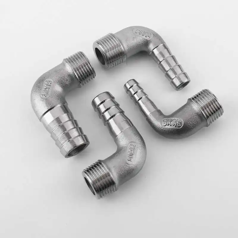 

8mm 10mm 12mm 14mm 15mm 16mm 20mm 25mm 32mm Hose Barb x 1/4" 3/8" 1/2" 3/4" 1" BSP Male 304 Stainless Steel Elbow Pipe Fitting