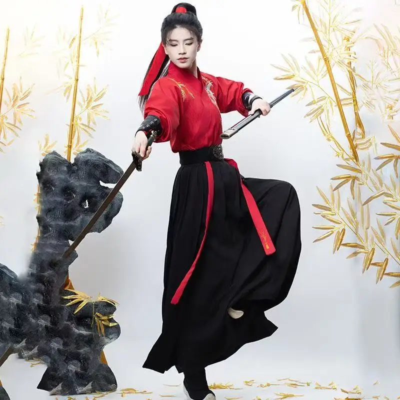 

Винтажный Wuxia Martial Hanfu традиционный китайский журавль бамбуковая вышивка сценический костюм для мужчин и женщин Хэллоуин косплей одежда большой