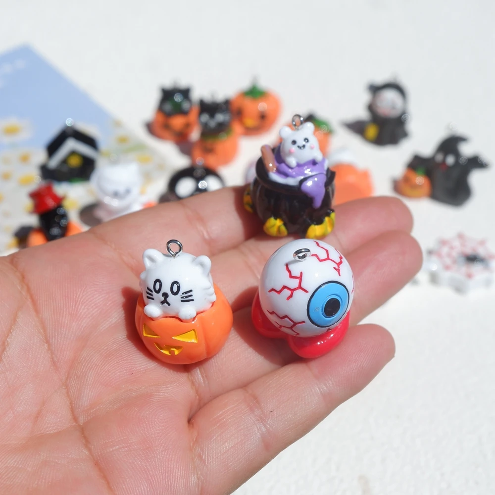 10pcs Kawaii Halloween Set Charms for Jewelry Making Diy Earring Bracelet Pendant Accessories Findings Wholesale Bulk